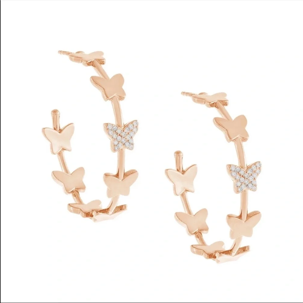 New Women’s Lovely Butterfly Big Hoop Earrings - Picture 4 of 4